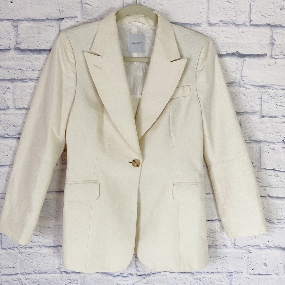 Costume National ivory floral jacquard blazer jacket size 6